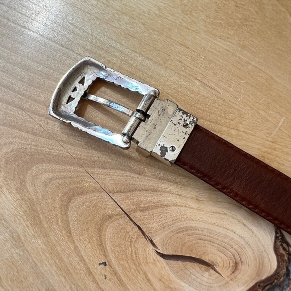 LEATHER BELT WOMENS BROWN CROC EMBOSSED WESTERN BOHO VTG INSPIRED INTRICATE - Picture 8 of 11